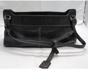 Anne Klein Black Multi Pocket Handbag Purse Magnetic Snap Silver Logo Tag Tote